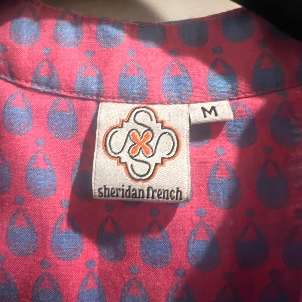 Vibrant Pink and Blue Sheridan French Women's Blouse size M - Picture 3 of 8